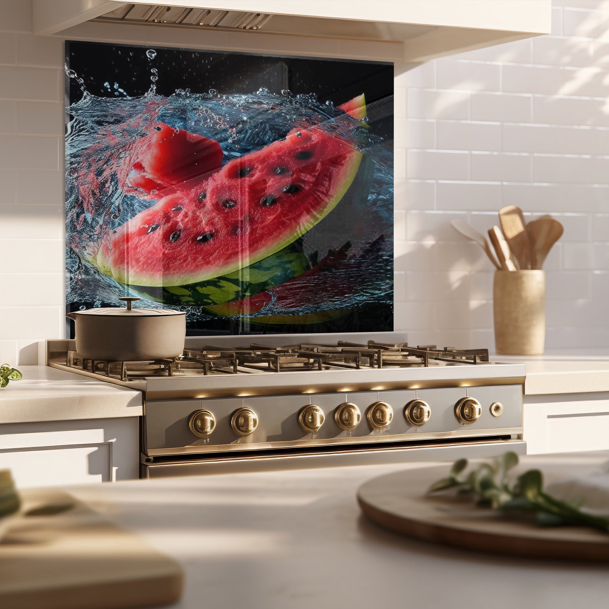 Watermelon Splash – Juicy Tempered Glass Kitchen Backsplash