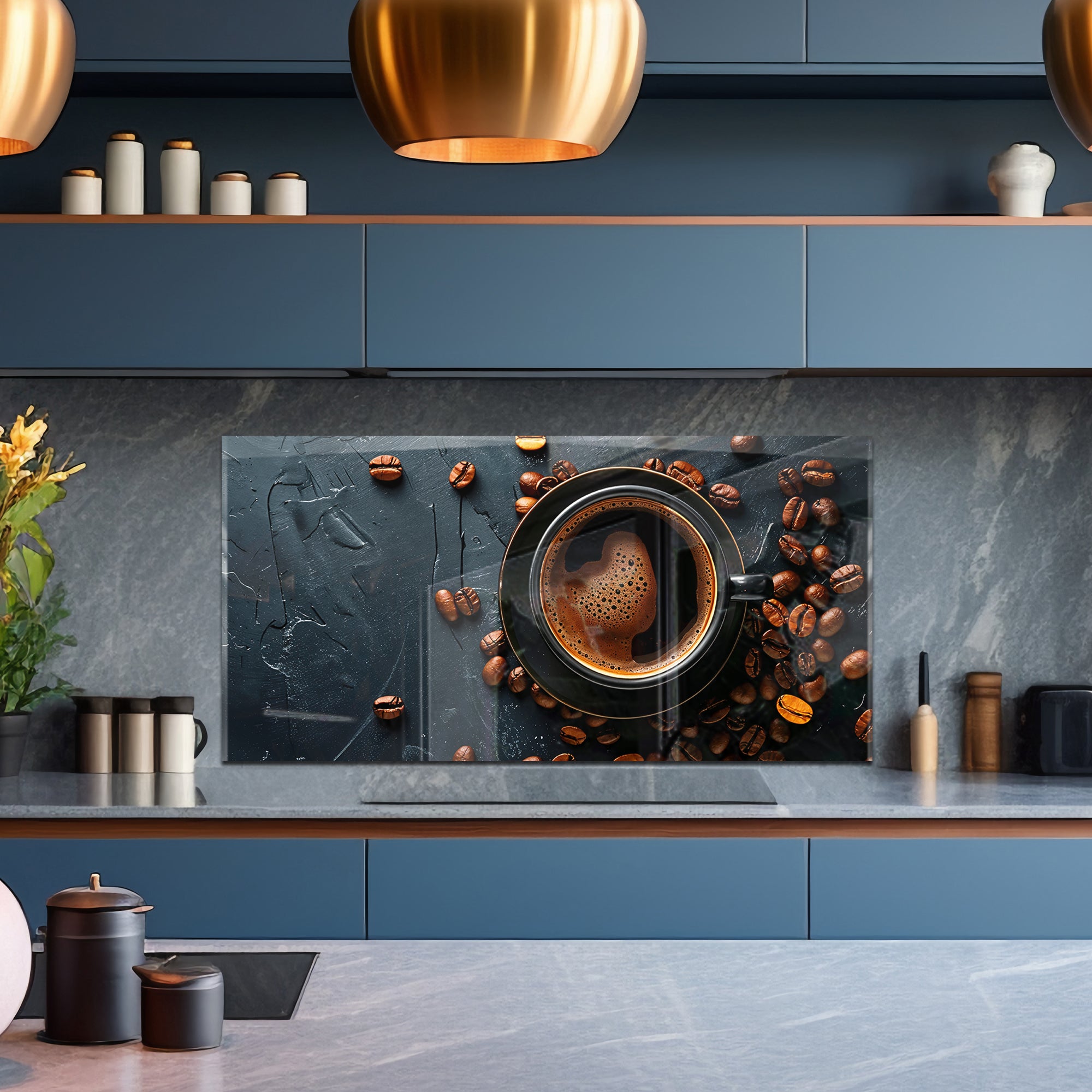Coffee Aroma – Tempered Glass Backsplash Panel for Kitchen