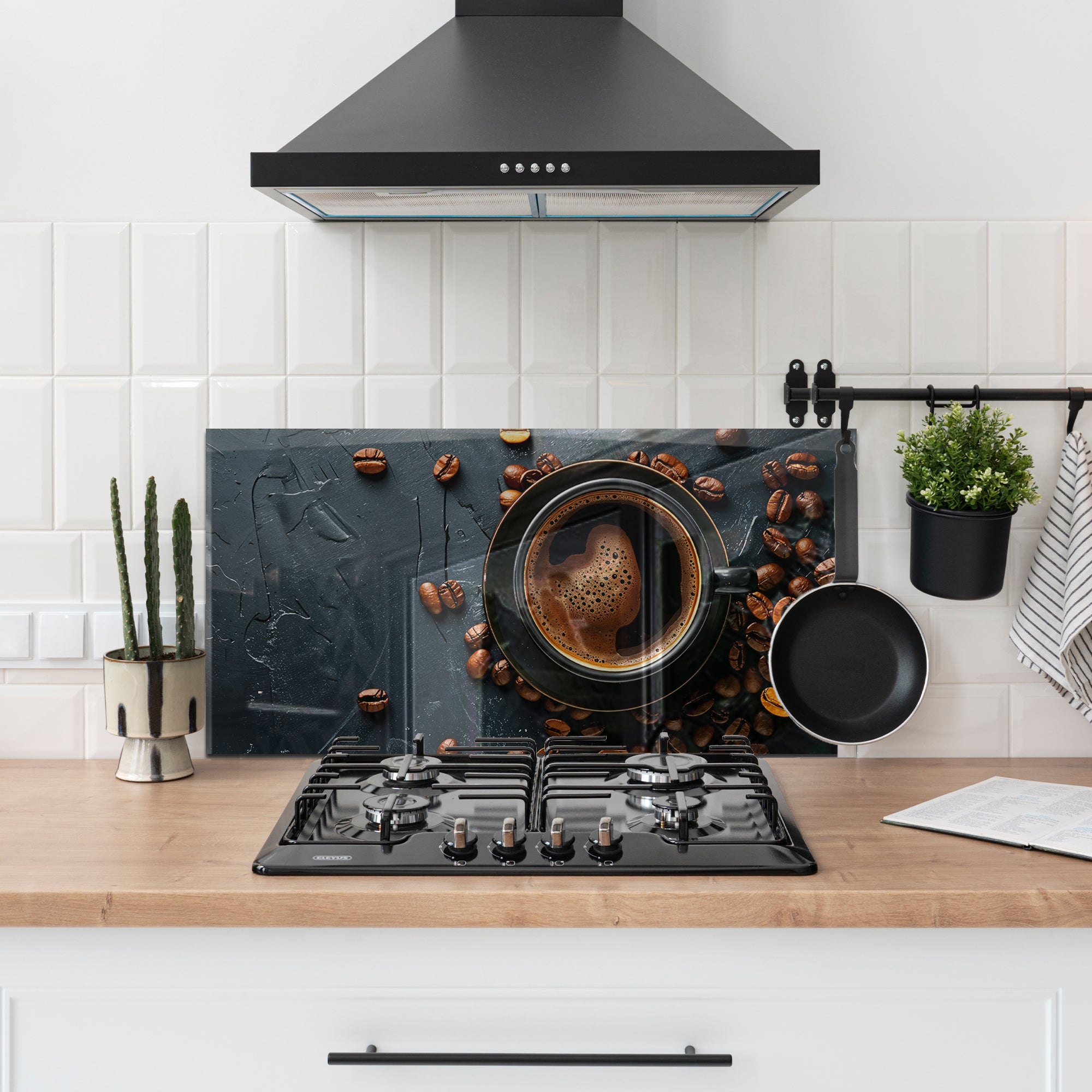 Coffee Aroma – Tempered Glass Backsplash Panel for Kitchen