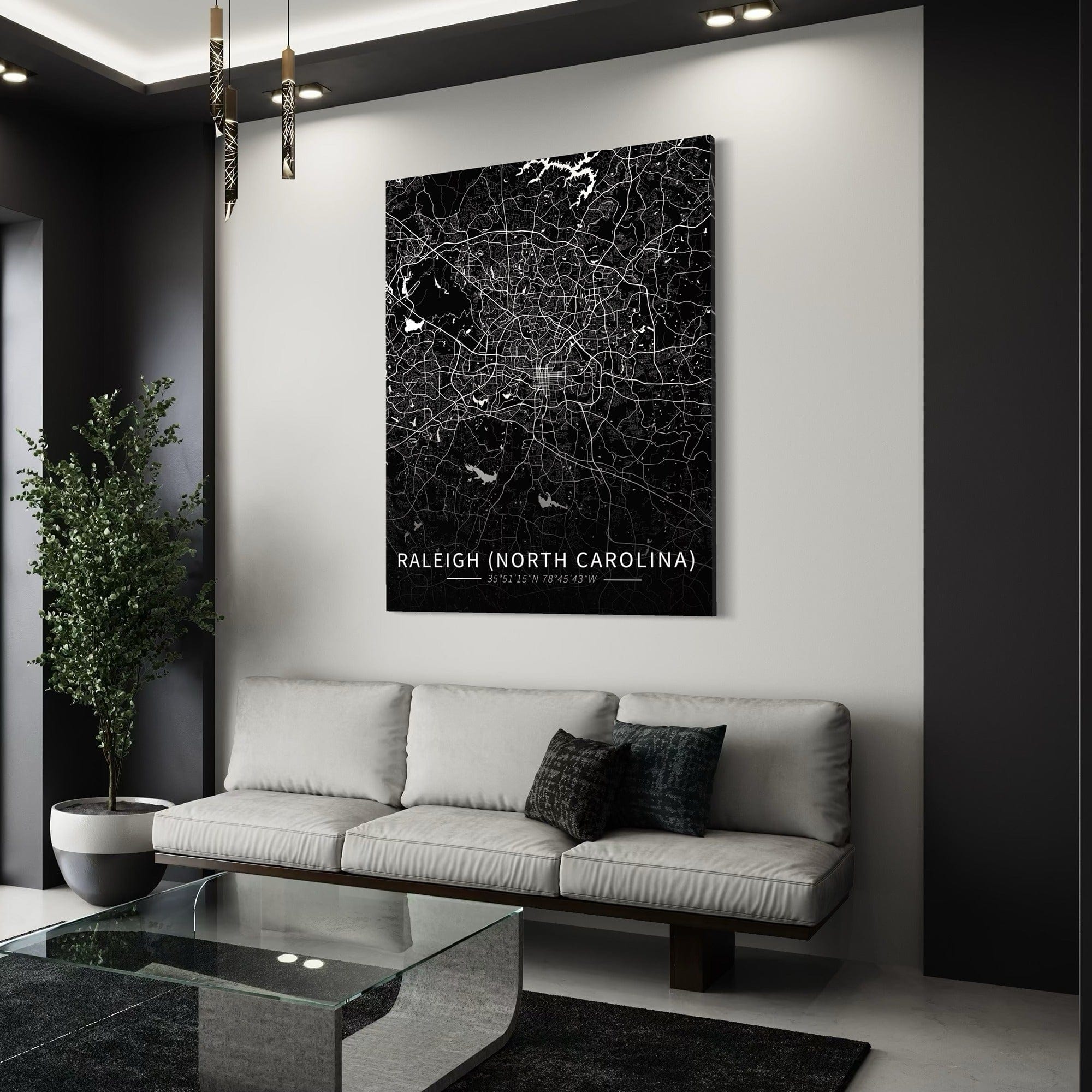 Raleigh City Map Canvas